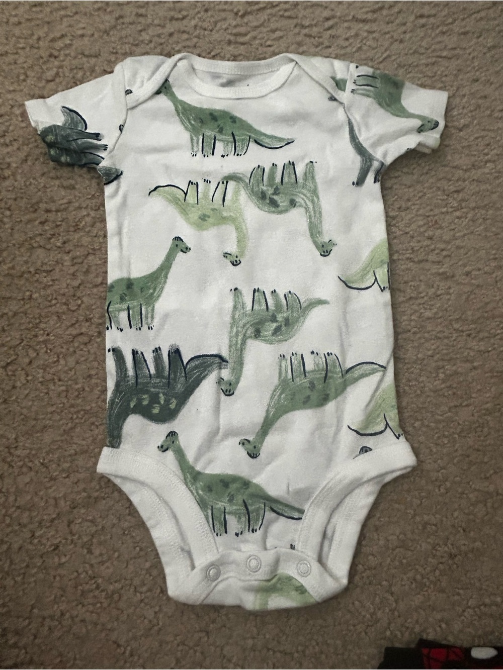 Carter's White Bodysuit with Green Dino Print